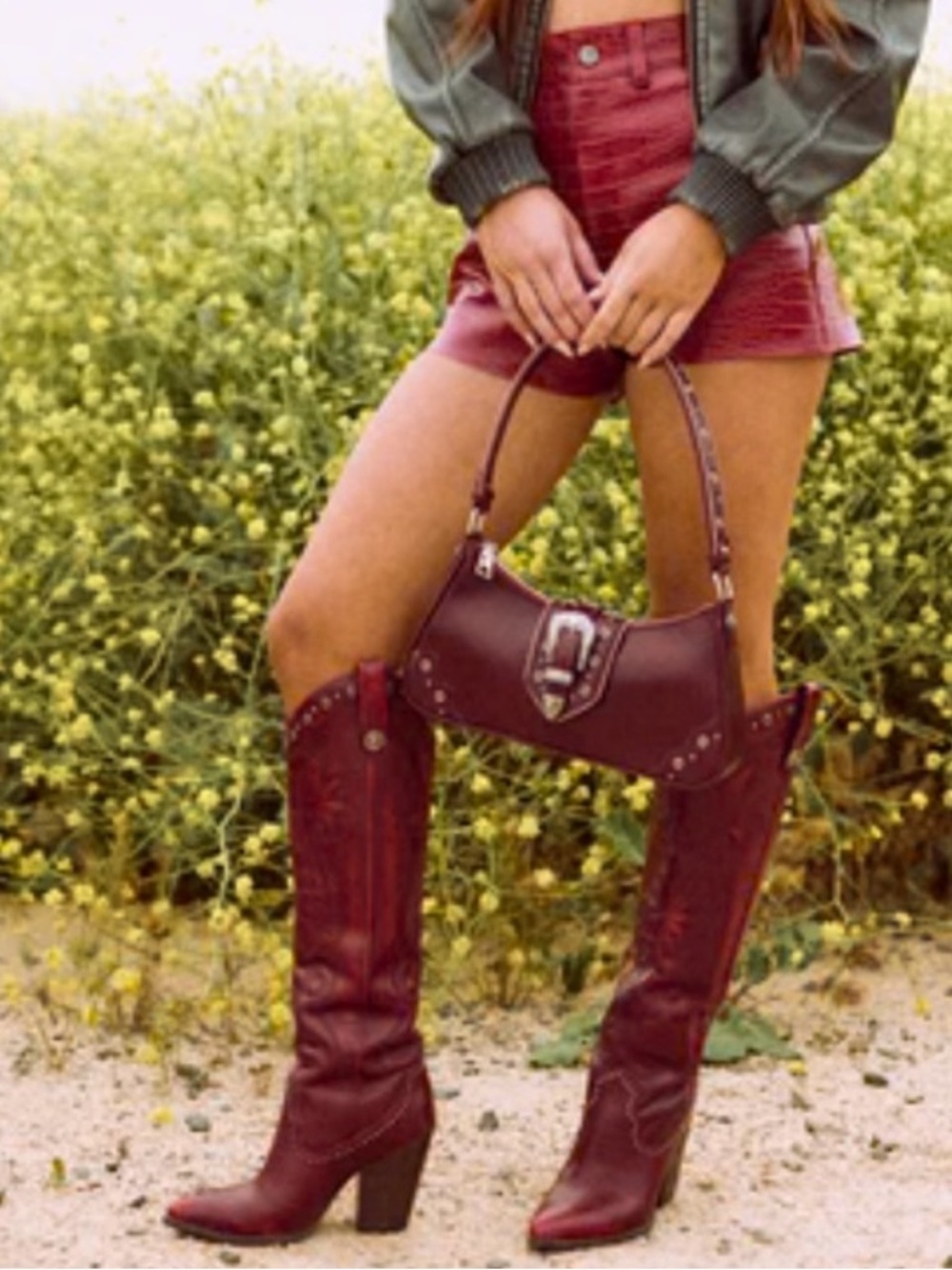 Steve Madden Lasso Knee High Western Heeled Boots Dark Red Tall Cowgirl 10 EUC